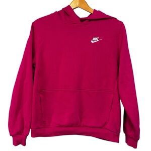Nike Pink Fuchsia Hoodie Sweater Size XL Comfy White Logo Athleisure